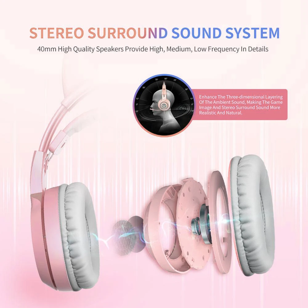 наушники проводные SOMIC G951S Pink Cat Наушники 3.5 мм Бас с шумоподавлением HiFi Проводная