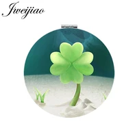 youhaken black and white lucky clover espejo de maquillaje 2019 mini 1x2x magnifying compact mirror for gift qf365
