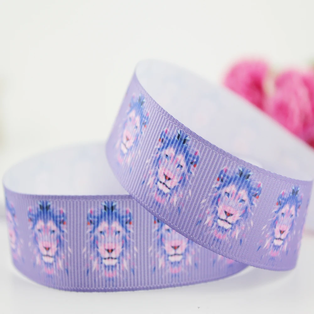 

Purple cartoon wolf printed grosgrain ribbon 9-75mm DIY handmade materials christmas wedding gift wrap tape ribbons