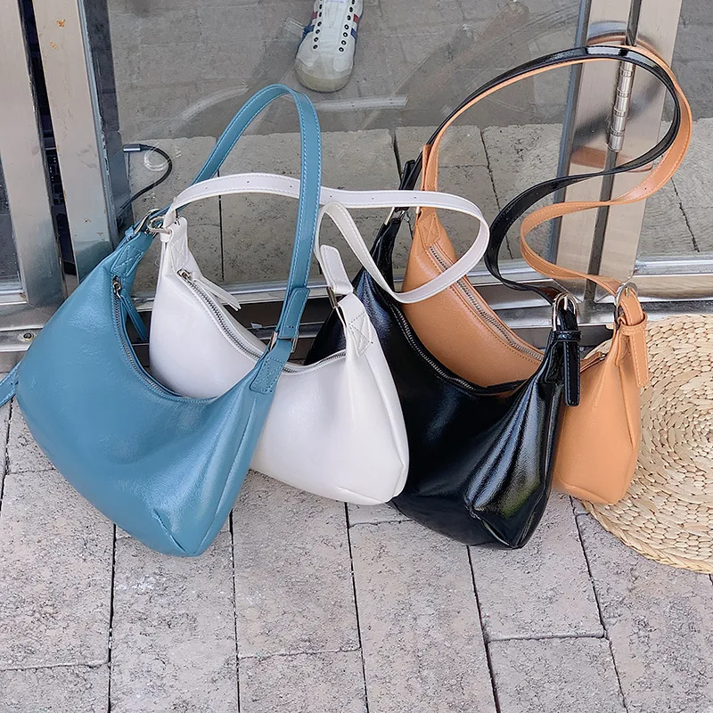 

Bags luxury pu leather women handbags, fashion trends shoulder bag bright color messenger purse temperament simple underarm bag