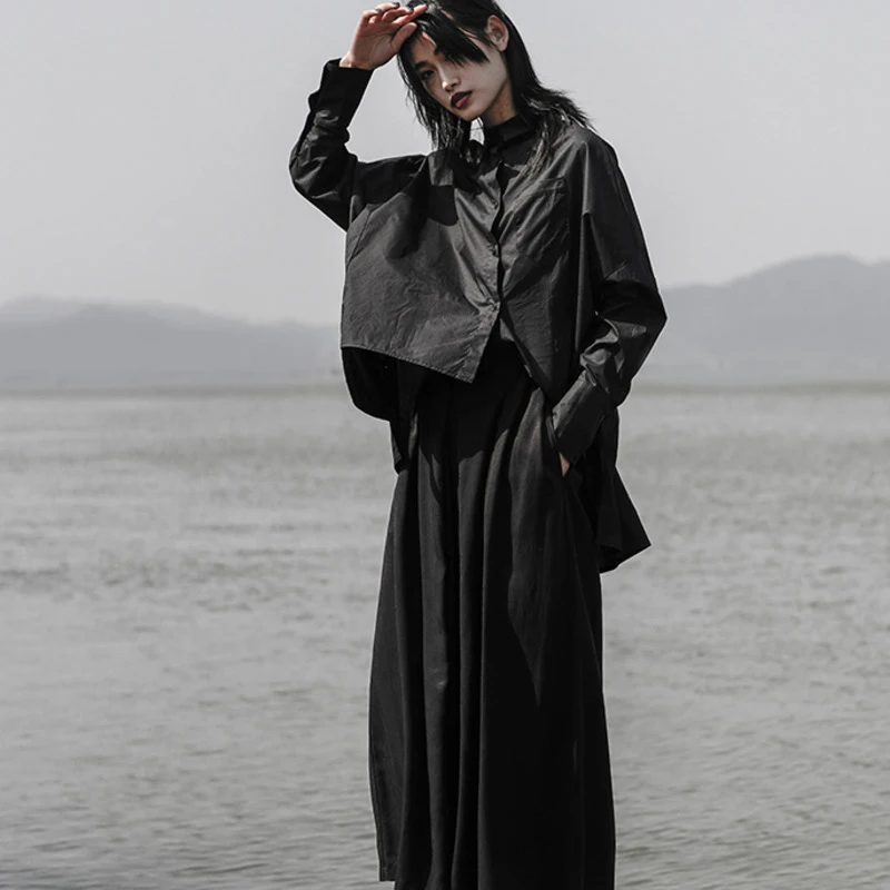 LANMREM новинка 2020 весна лацканы длинный рукав белая свободная негабаритная на