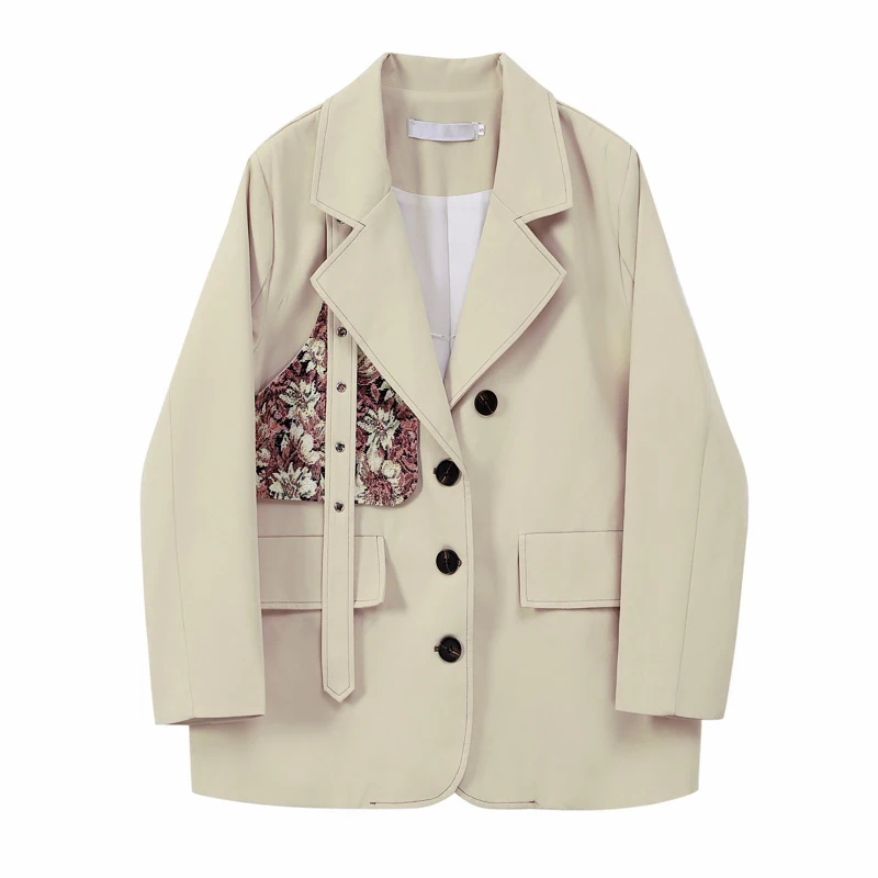 

Женский однотонный блейзер с длинным рукавом и английским воротником