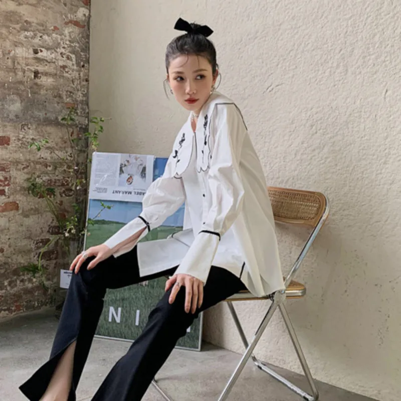 Женская винтажная рубашка с длинным рукавом большие размеры