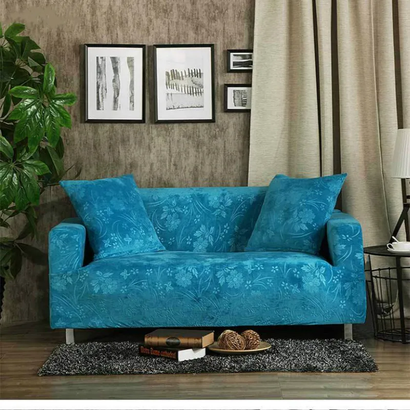 Однотонные плюшевые утолщенные эластичные Чехлы для дивана в гостиную