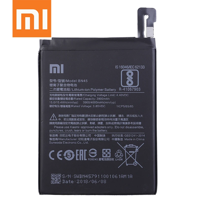 Оригинальный аккумулятор Xiao mi 100% BN45 4000 мАч для Xiaomi Redmi Note 5 Note5 высококачественные
