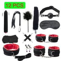 sexy nylon bdsm kits plush sex bondage set handcuffs sex games whip gag nipple clamps sex toys for couples exotic accessories