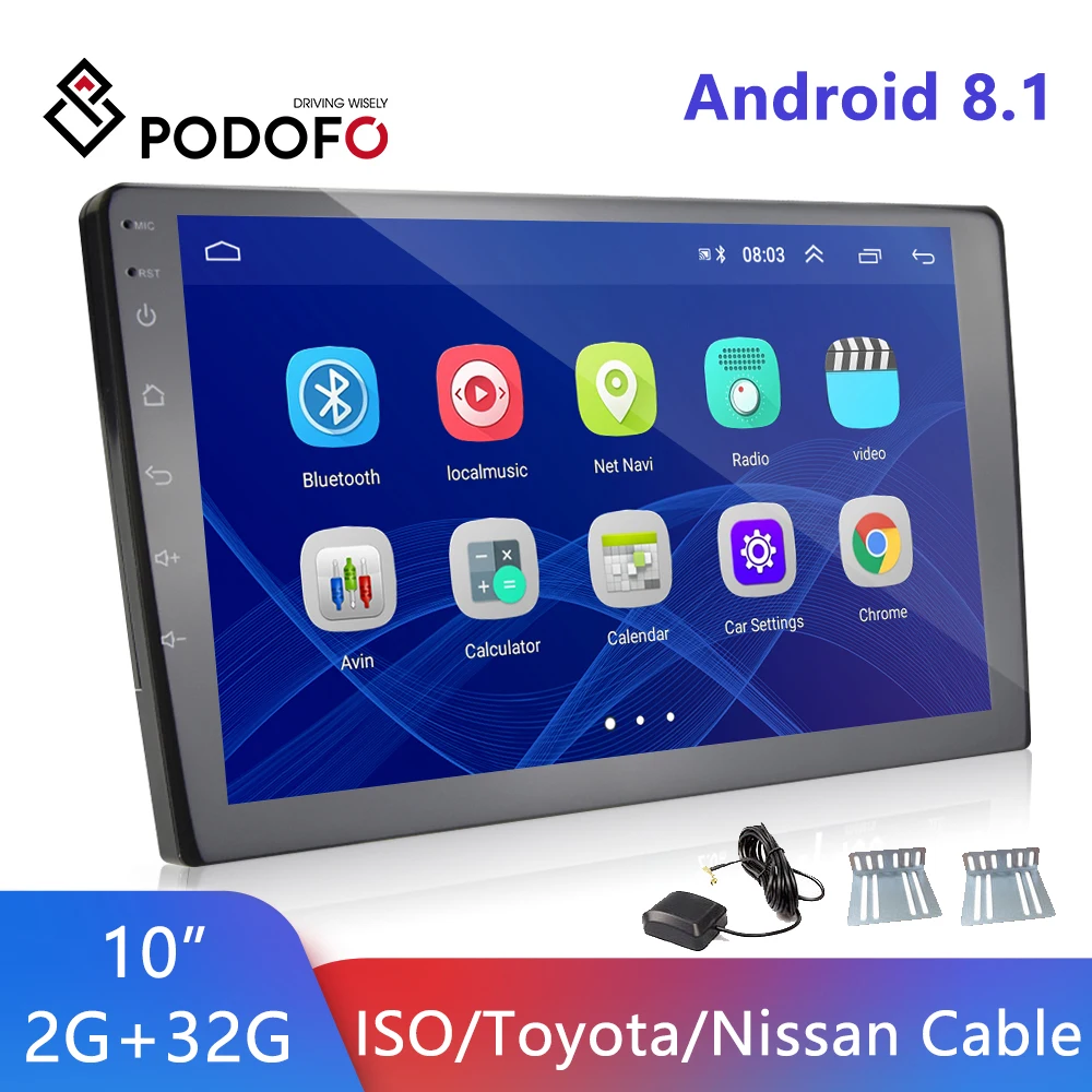Мультимедийный плеер Podofo 2 Din Android 10 1 MP5 GPS навигация Авторадио Bluetooth Wi Fi Mirror