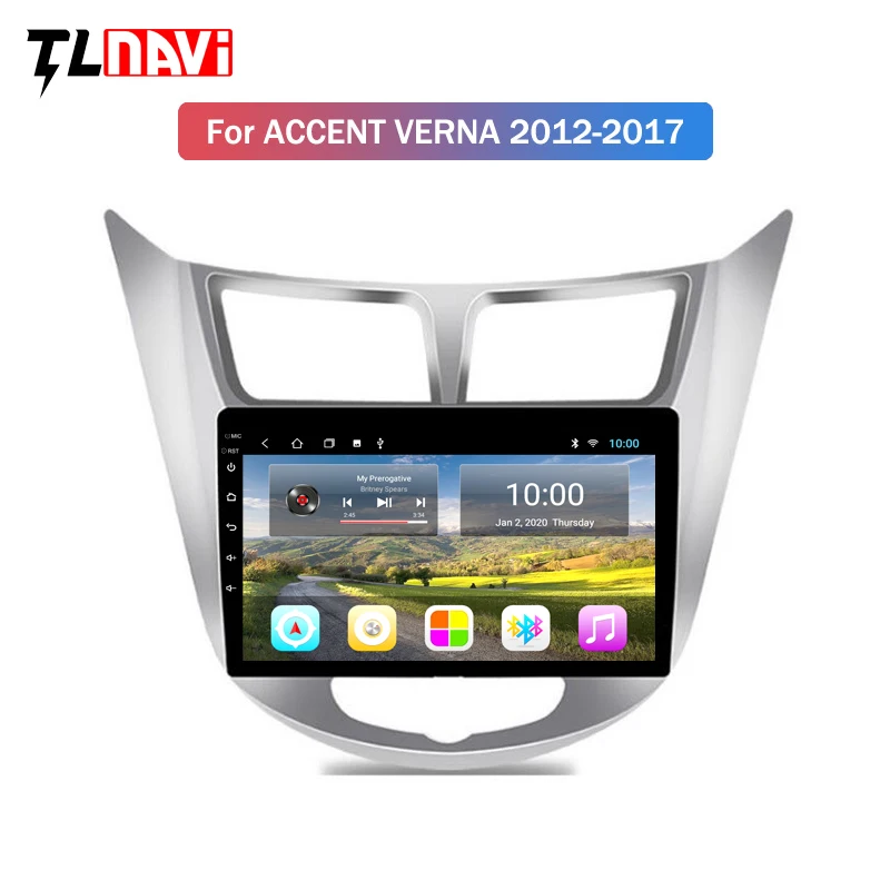 2G RAM 9 Inch Android 10 Car Dvd Gps Player For Hyundai accent Verna 2012-2017 Radio Video Navigation Bt Wifi | Автомобили и