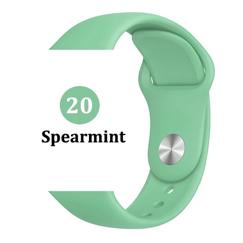 20-Spearmint Ремешок для apple watch band 4 3 correa iwatch band 42 мм/38 мм 44 мм/40 мм 2 спортивный силиконовый браслет pulseira apple watch аксессуары - Цвет ремешка: 20-Spearmint