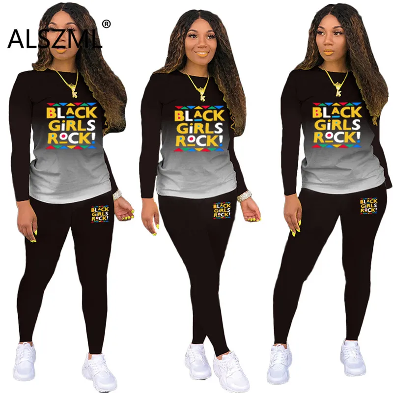 Для женщин Двойка комплект с принтом в виде надписей и длинным рукавом