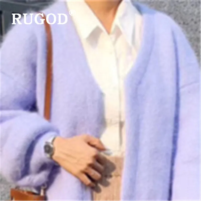 свитер женский RUGOD элегантный фиолетовый норковый кашемировый женская мода