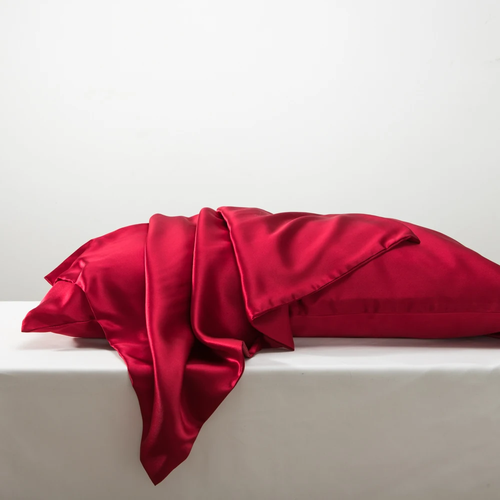 

Silk pillowcase 100% mulberry silk new high-end custom pure color satin silky cool summer beauty pillow cover Tencel pillowcase