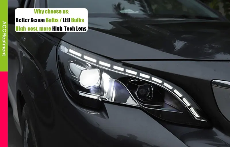 Авто освещение стиль светодиодный головной фонарь для PEUGEOT 3008 светодиодный фары- cob сигнальный светодиодный H7 hid Биксеноновые линзы ближнего света