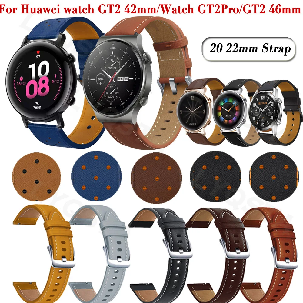 

Ремешок кожаный для смарт-часов Huawei Watch GT2 Pro/GT2 42/46 мм, аксессуары для наручных часов, 20 22 мм