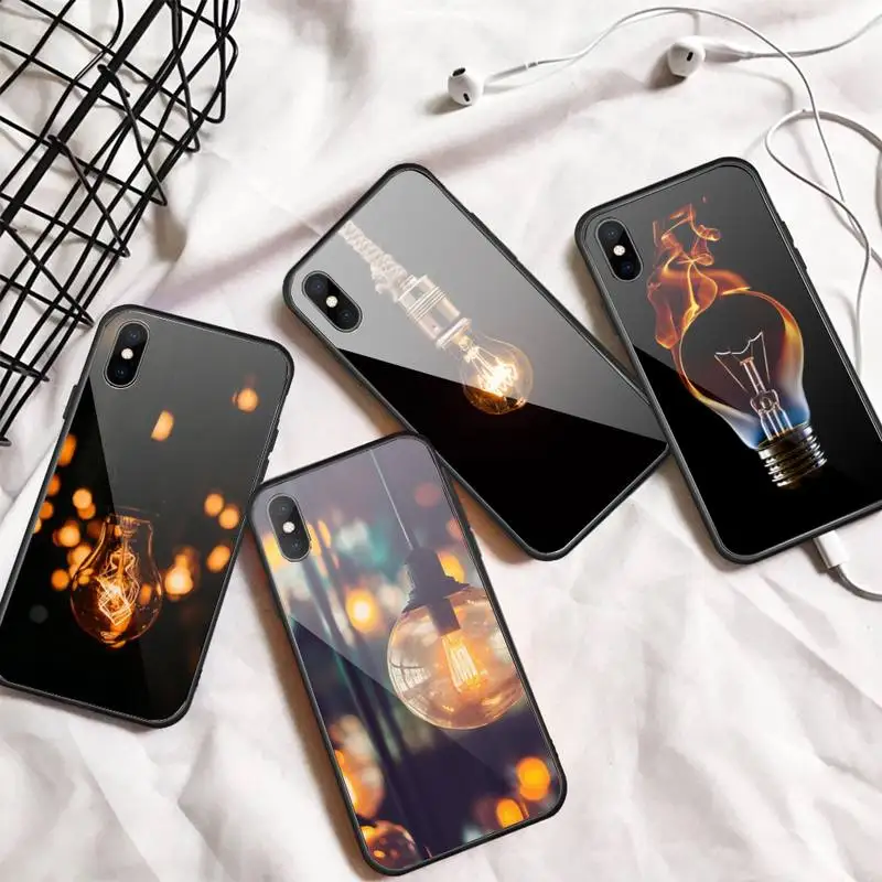 

Светящийся блестящий чехол для телефона из закаленного стекла для iphone 6 6S 7 8 plus X XS XR 11 12 mini PRO MAX