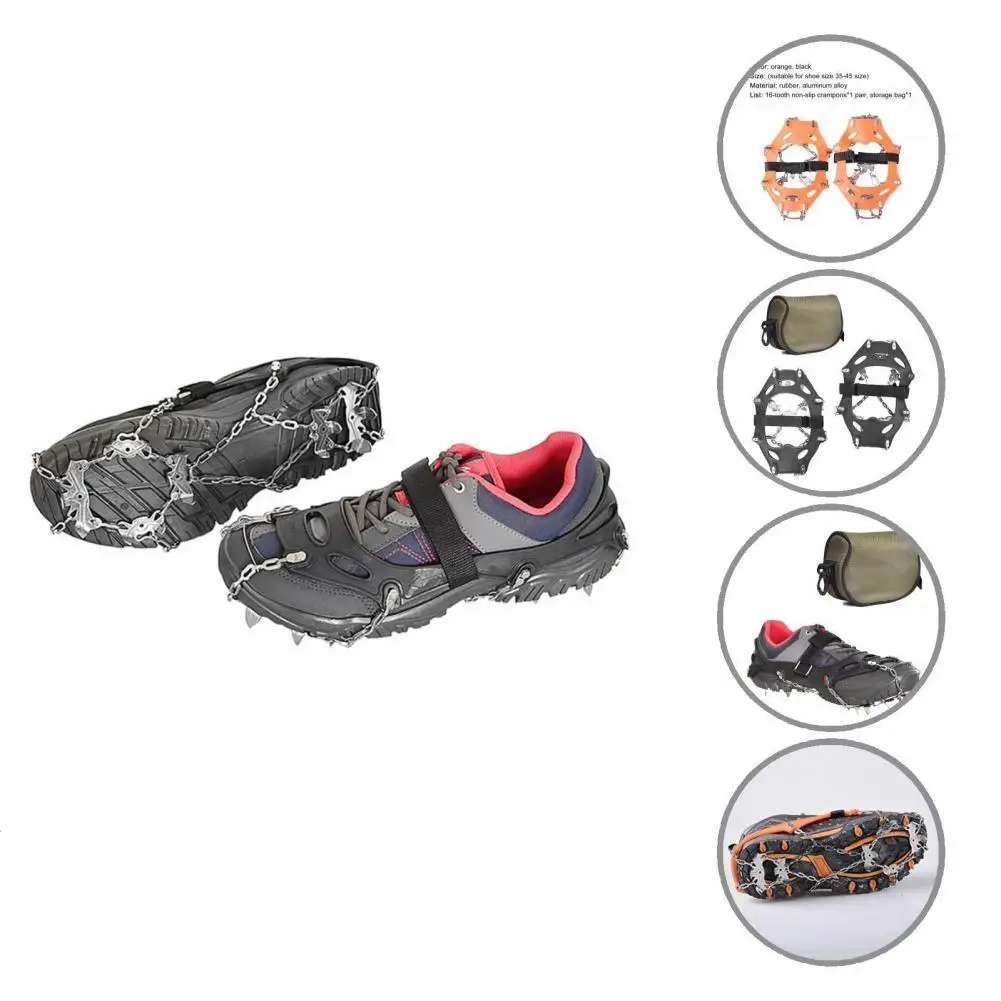 

Ice Crampons Anti-slip Durable Stability 16 Spikes Ice Anti Slip Cleats Grips