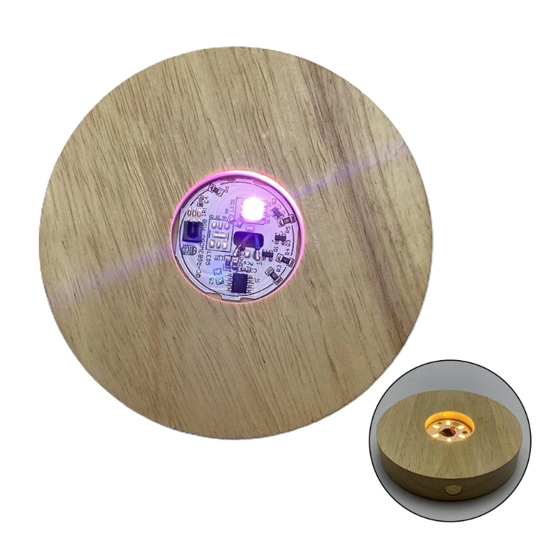 

2021 1 Piece LED Night Light Wooden Holder Display Stand for Crystals Glass Ball Illumination Lamps Accessories Touch Control