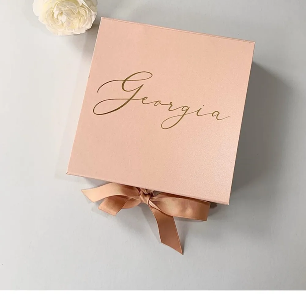 , Rose Gold Will You Be My Bridesmaid Box Godmother, Thank You Gift Box,