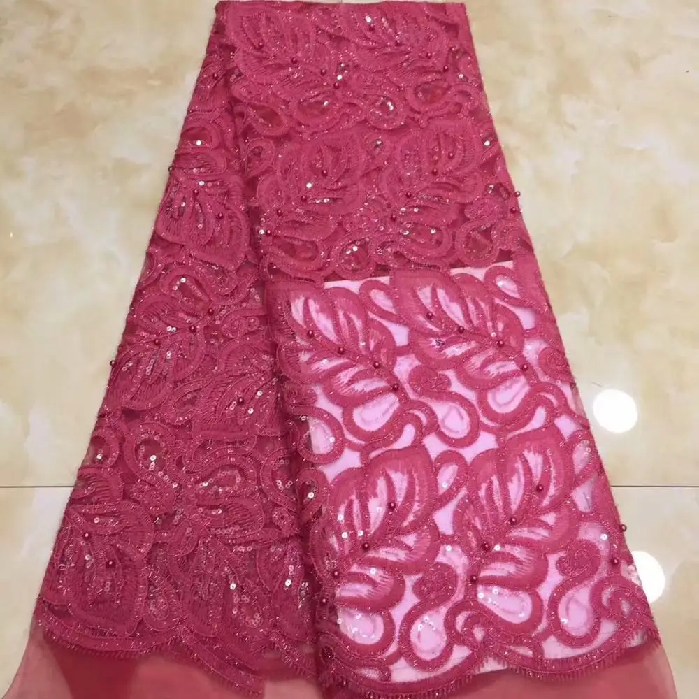 Высокое качество африканская кружевная ткань с белые блестки цветные ткани