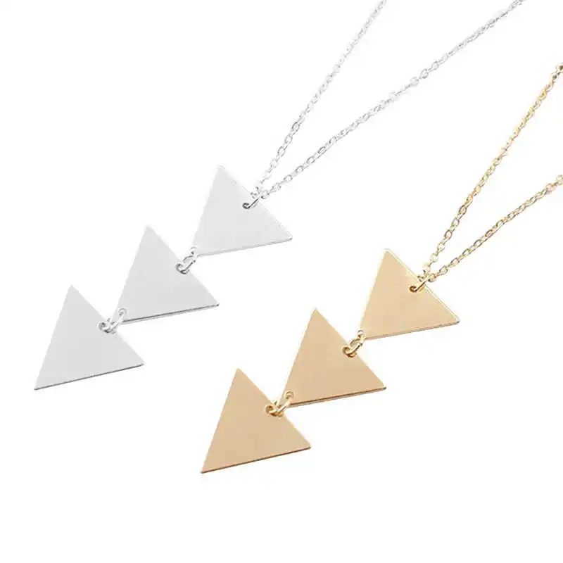 

Convenien Triangle Pendant Exquisite Necklace Geometric Long Jewelry Women Sweater Chain