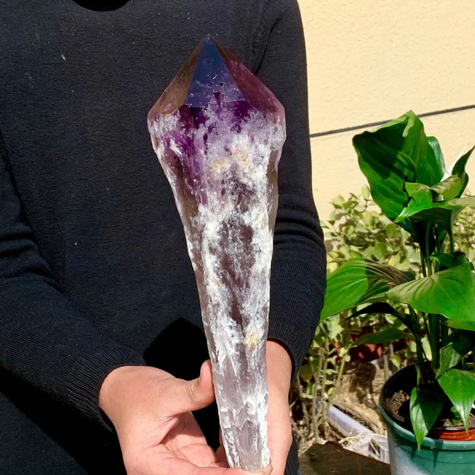 

Natural Amethyst Quartz Crystal Single-End Terminated Wand Point Healing