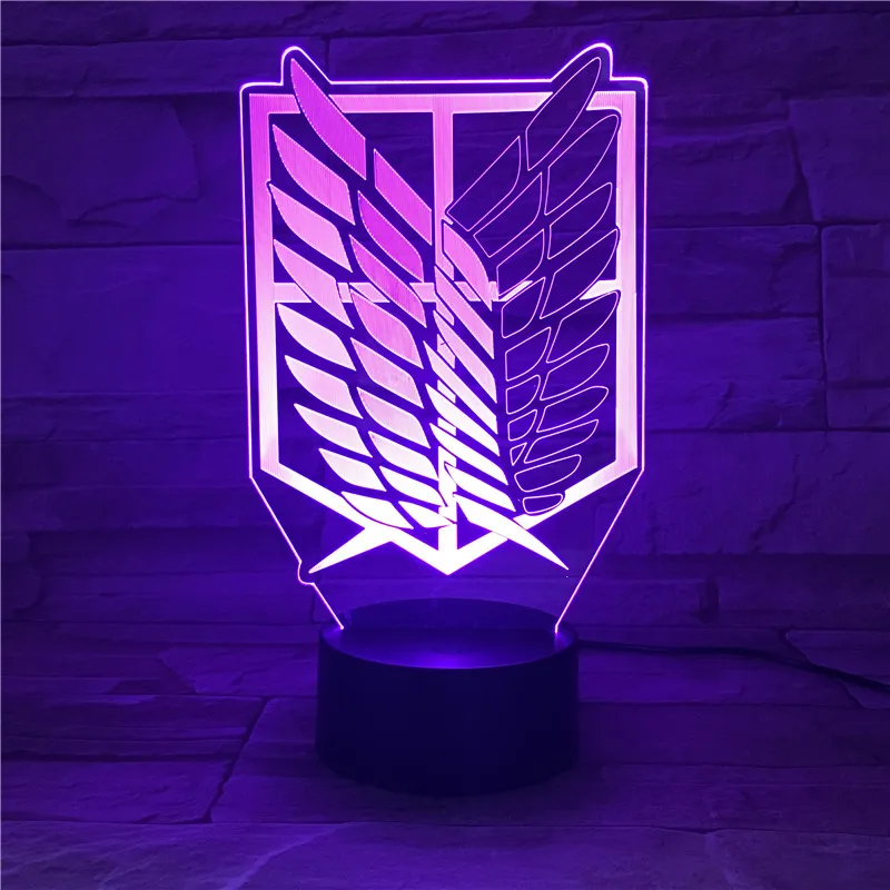 New 3D Light Night 7 Colors Anime Attack on Titan Wings of Liberty Touch Lamp USB or 3AA Battery-operated Kids Gift 617 | Лампы и