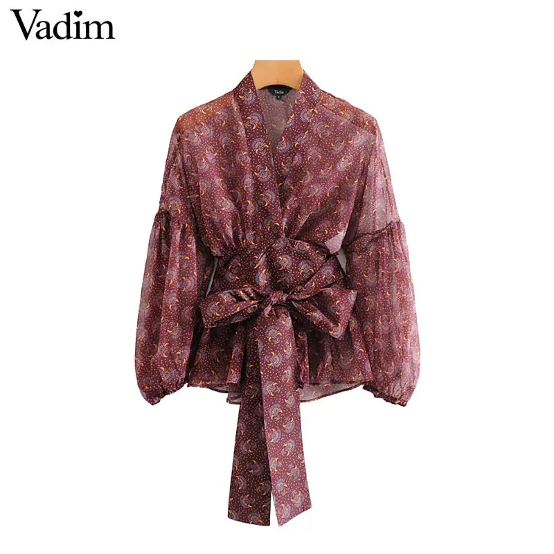 Vadim женская блузка в стиле ретро с принтом украшенная галстуком-бабочкой