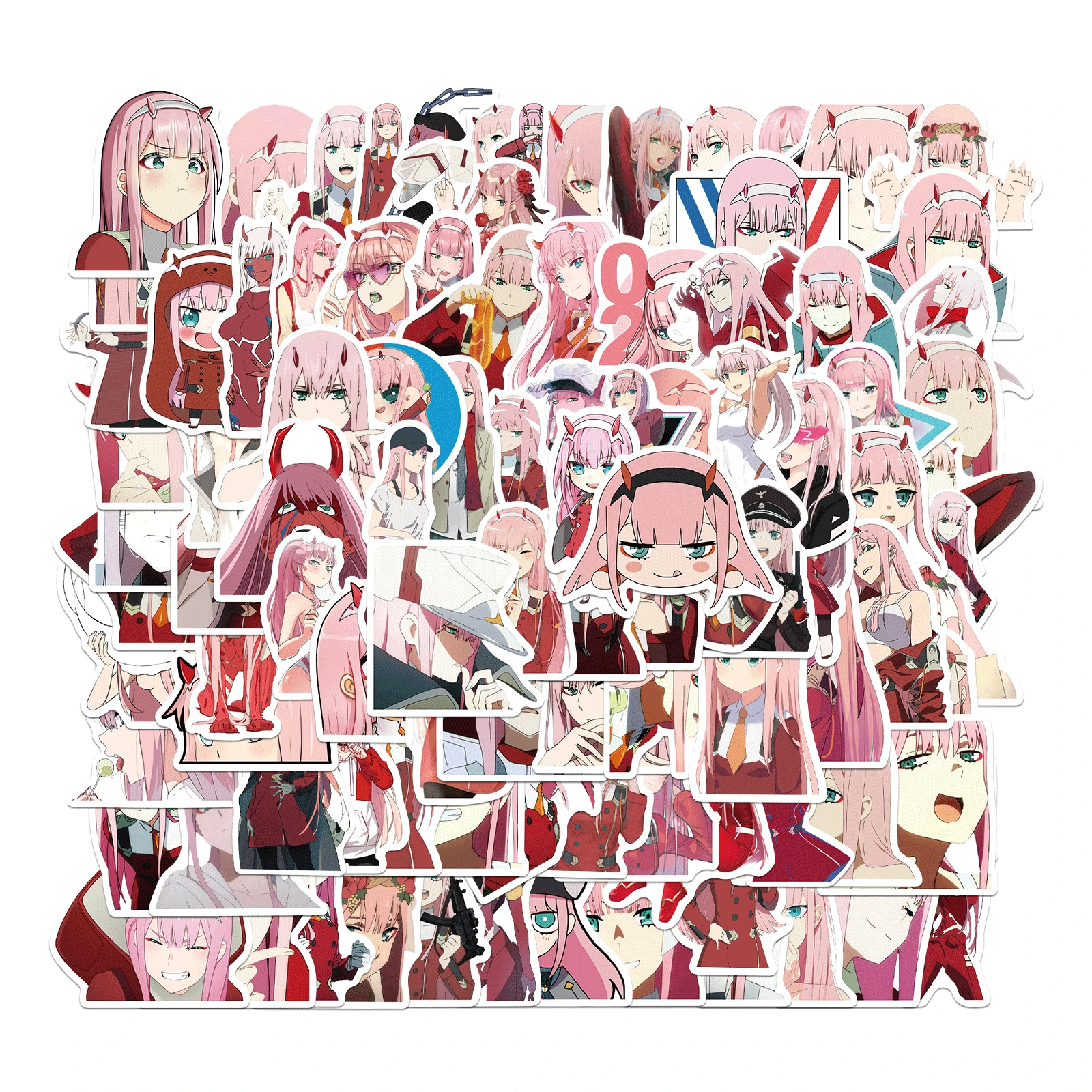 Pegatinas de Anime Darling in the Fanxx Zero Two 02 para port&aacute;til, equipaje, motocicleta, monopat&iacute;n, PVC, 10/50/100 Uds.-3
