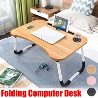 new adjustable folding laptop stand holder study table desk wooden foldable computer desk for bed sofa tea serving table stand