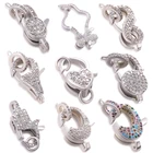 Застежки для ювелирных изделий серебристого цвета с фианитом, застежка-карабин для украшений сделай сам, медный Соединительный крючок