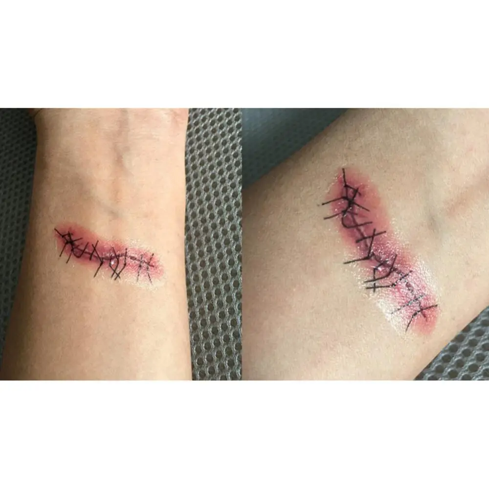 3D Мини Хэллоуин кровавая рана страшные шрамы водостойкая временная татуировка