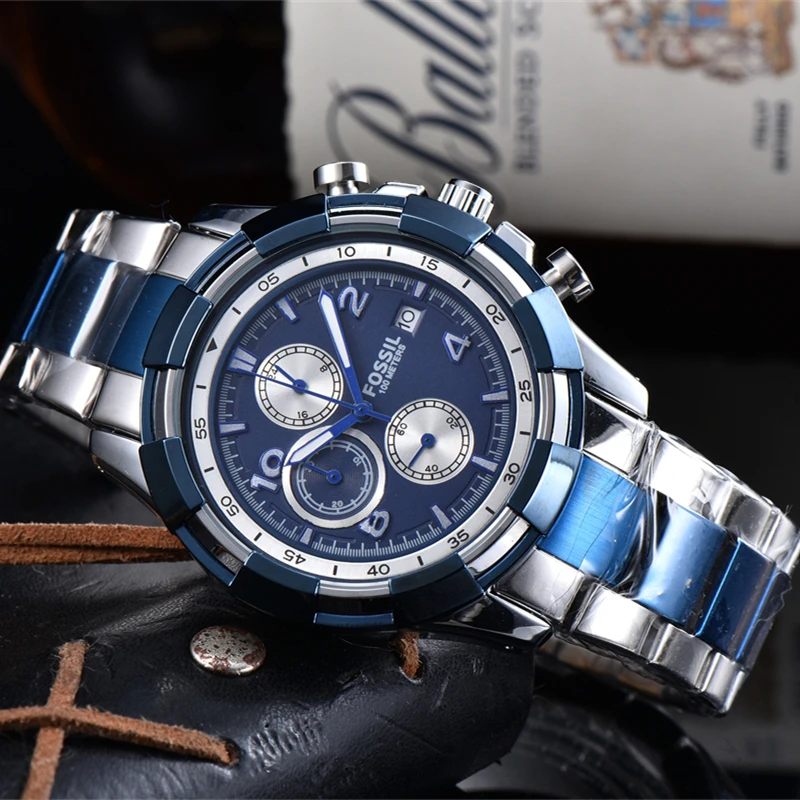 

AAA America luxury brand men watch fashion Chronograph Wristwatches quartz 47mm dial clocks Stainless Steel strap Montre de luxe