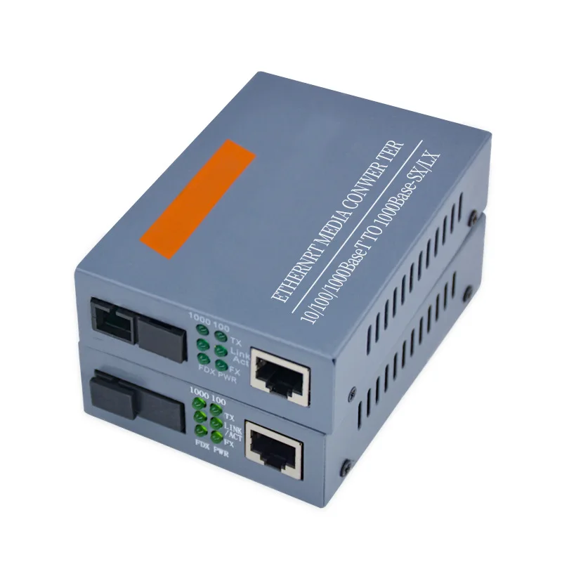 1 Pair Fiber Optic Ethernet Media Converter Gigabit 10/100/1000 Single-mode Single Fiber Transceiver 3km Photolectric Transducer