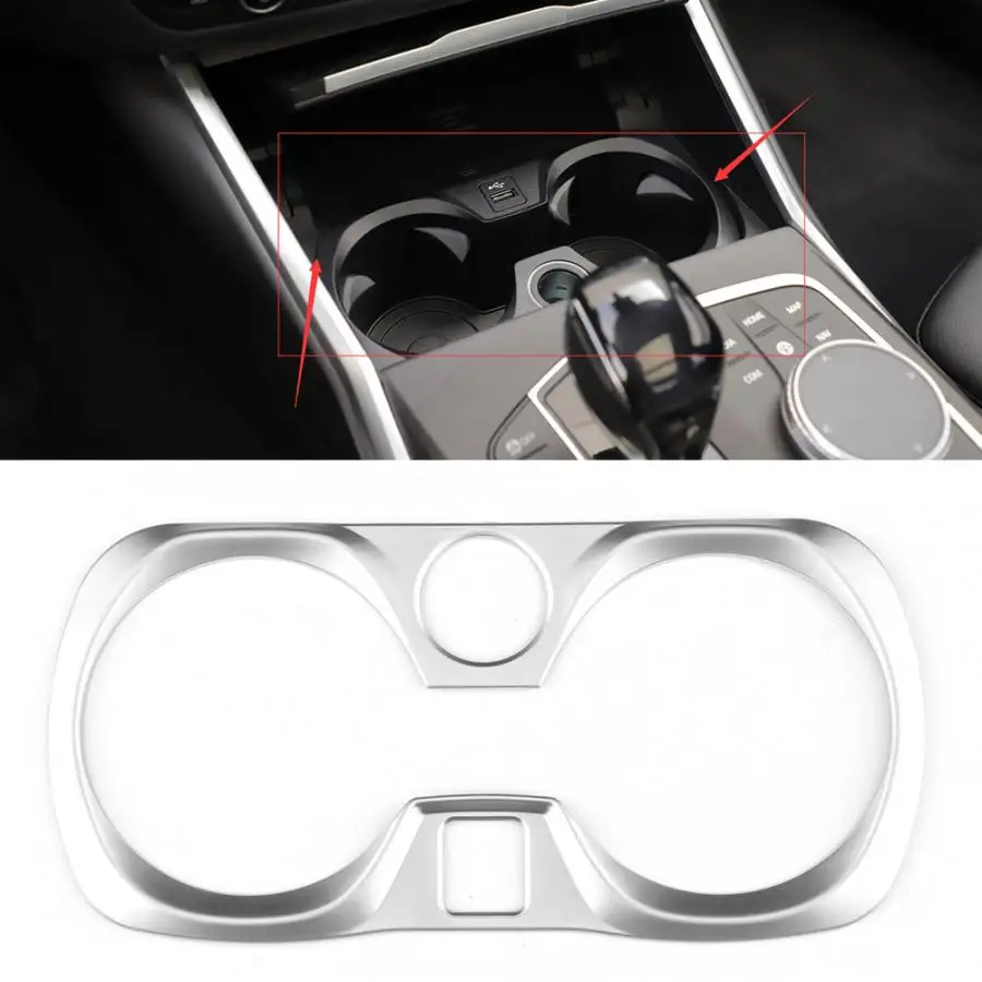 

1Pcs Central Control Water Cup Holder Panel Cover Trim ABS Chrome Fit for BMW 3 Series G20 G28 2020 ABS Car Accessories Interior