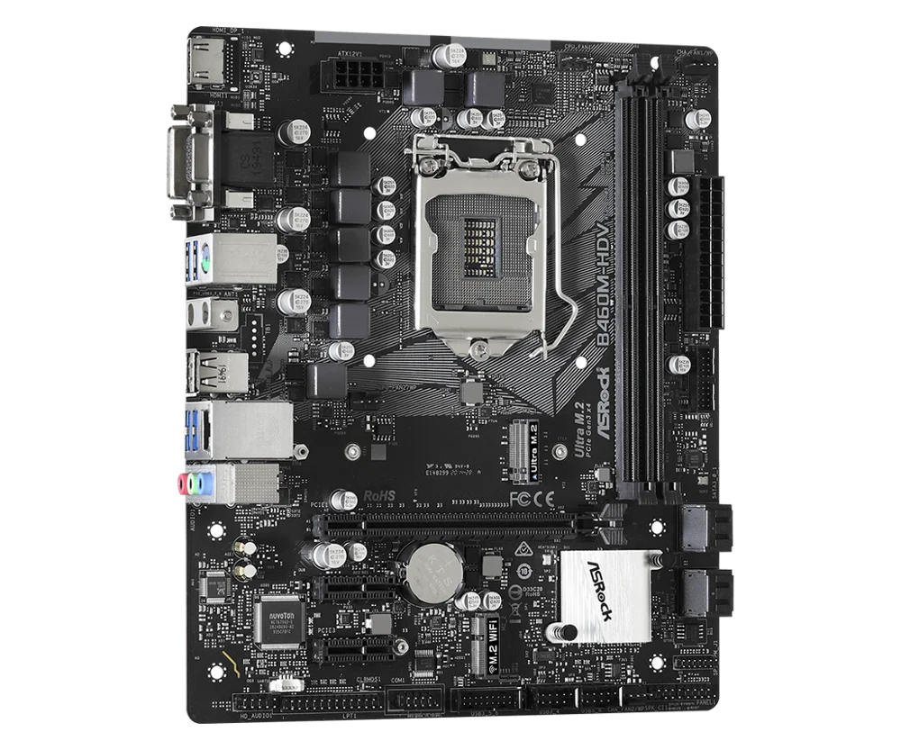 Материнская плата ASRock B460M-HDV LGA 1200 поддерживает системный блок микросхем DDR4 Intel 460M