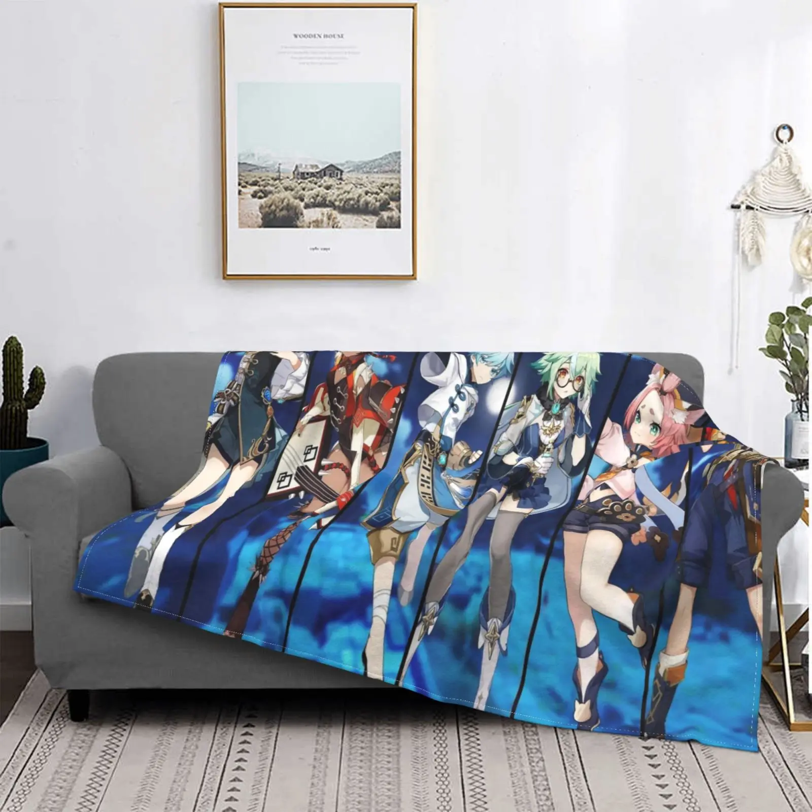 

Genshin Impact Anime Blankets Flannel Soft Warm Travel Throw Blanket for Home Bedroom Indoor Beds Sofa Men Women Kids