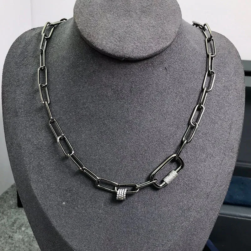 Настоящее серебро оригинал 1:1 копия темно серая цепочка ожерелье массивное панк