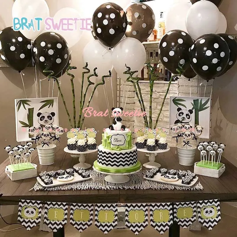 Панда вечерние украшения черный белый цвет с мультипликационным принтом панда