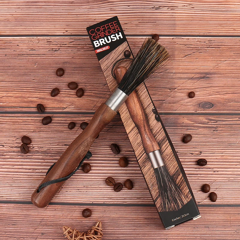 1 шт. Кофе шлифовальная машина Чистящая Щетка с длинной ручкой черного ореха