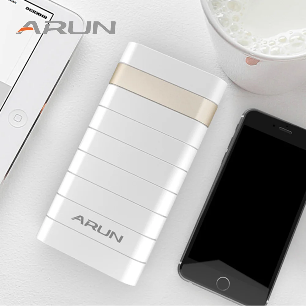 Внешний аккумулятор ARUN 20000 мАч двойной USB со светодиодным дисплеем быстрое