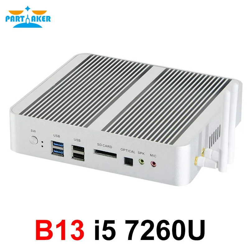 Мини компьютер без вентилятора i7 8550U/7560U i5 8250U/7260U 2 * DDR4 Msata + M.2 SSD микро ПК Win10 Pro Barebone