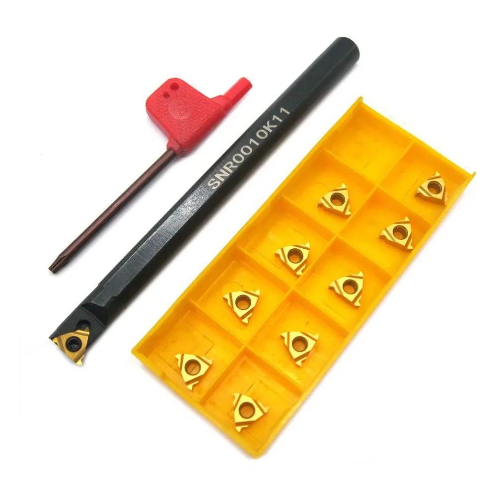 

12Pcs SNR0010K11CNC Threading Lathe Threading Boring Bar Wrench Tool + 11IR AG60 Threading Inserts Lathe Parts Tool