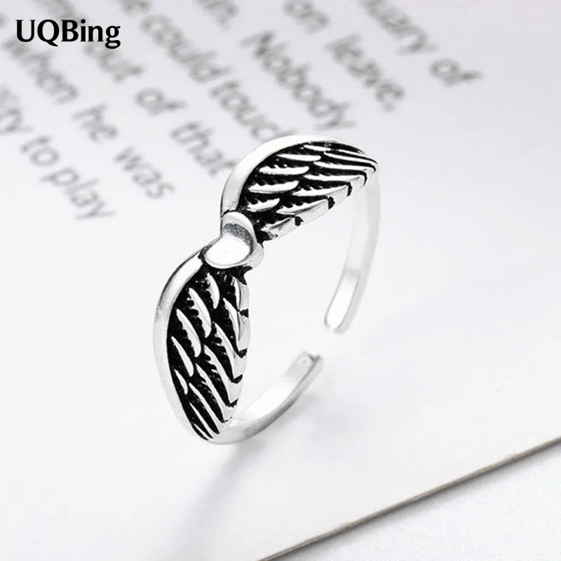 

2021 Vintage 925 Sterling Silver Heart Wings Women's Finger Rings Gifts