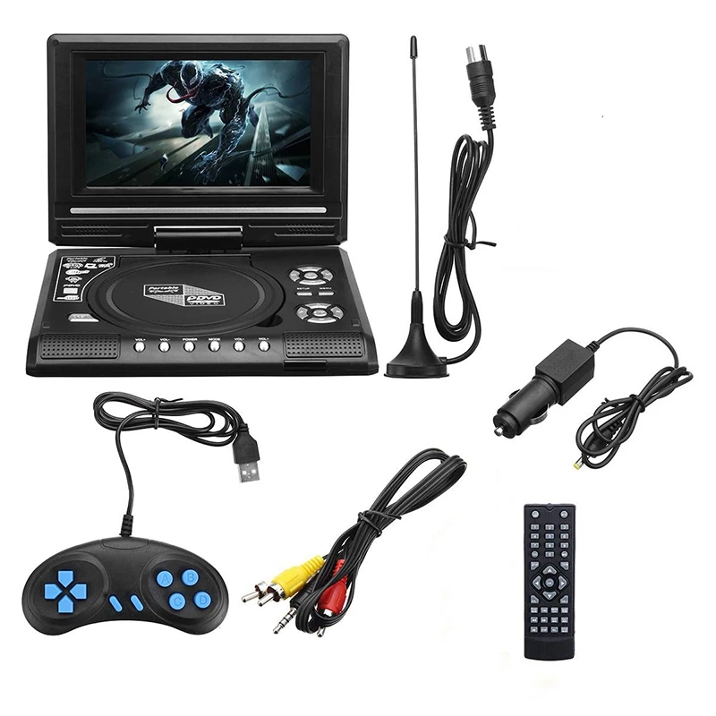 

7,8 дюймовый ТВ домашний автомобильный DVD-плеер портативный HD VCD CD MP3 HD DVD-плеер USB SD-карты RCA портативный кабель для игры 16:9 Поворотный ЖК-диспле...