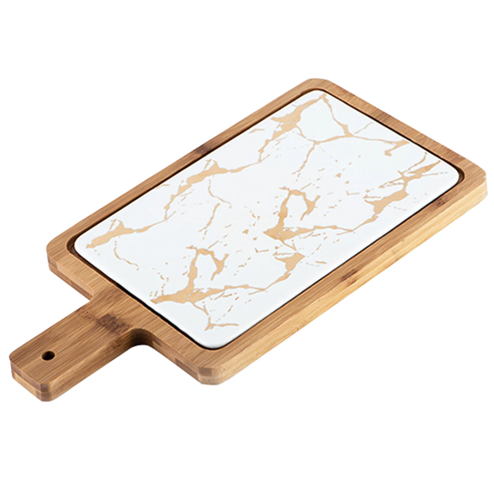 Скандинавская мраморная тарелка для стейка керамическая с текстурным принтом