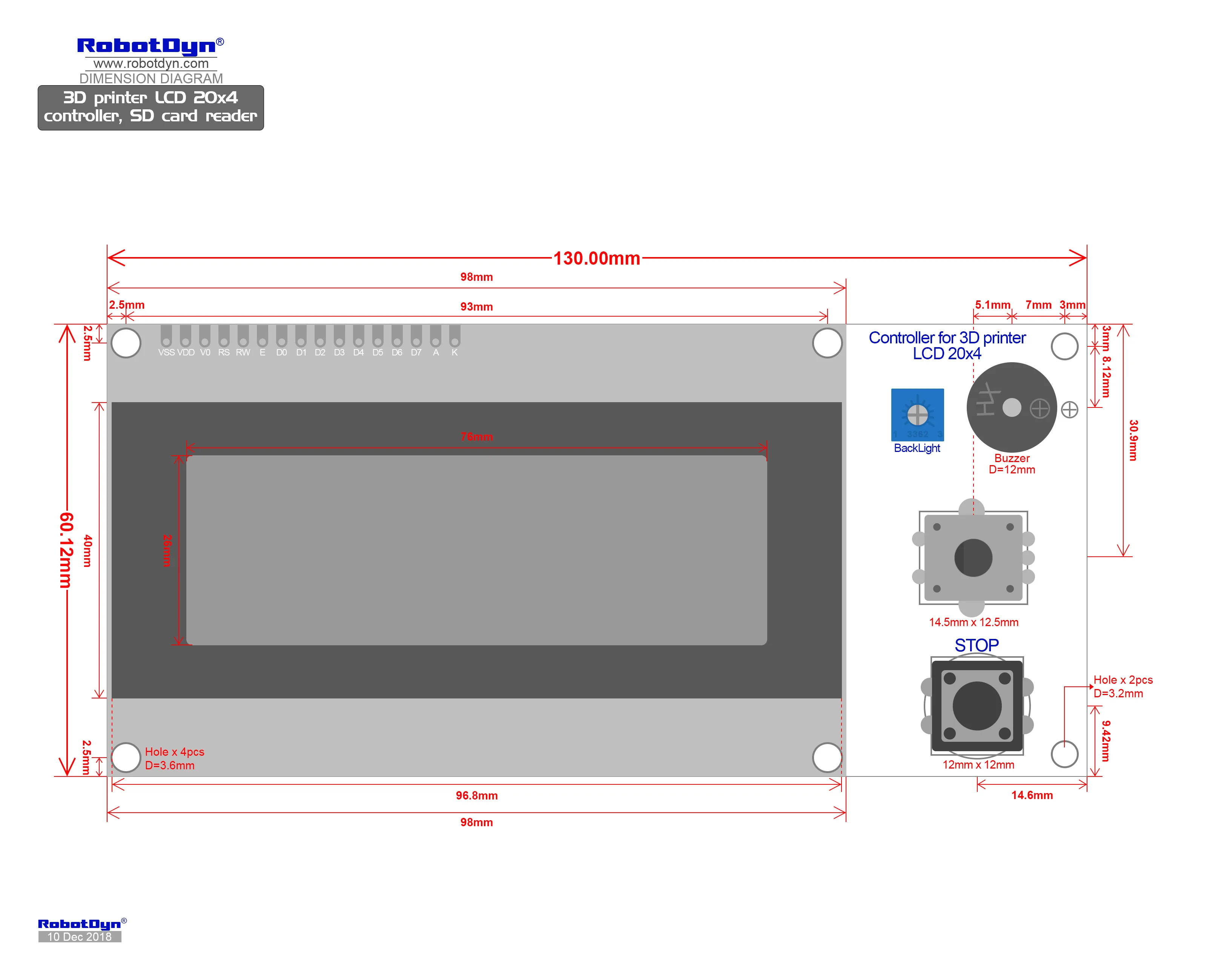 Дисплей для 3D принтера Smart Controller RAMPS 1 4 Text LCD 20x4 (2004) SD и MicroSD кардридер|3d printer display|smart