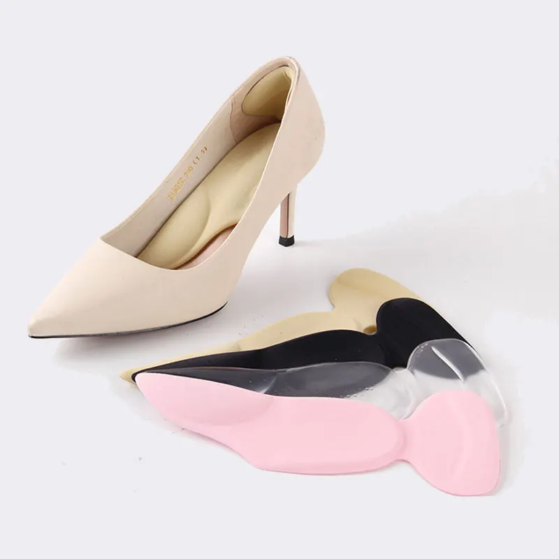 Leyou T Shape Shoe Cushion Silicon Heel Grips Pads Gel Arch Support Insoles for Flat Foot Half Insole Self-adhesive Insert Pad