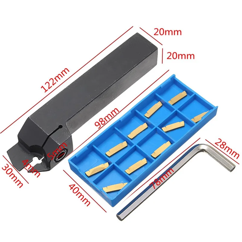 

MGMN200 Inserts W/MGEHR2020-2 20mm Lathe Grooving Parting Off Tools Holders New