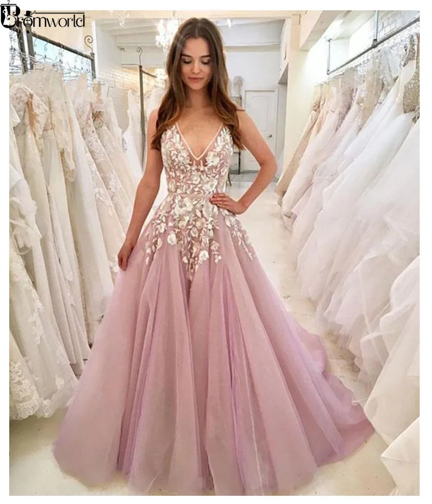 Лиловый Тюль с V образным вырезом аппликациями и цветами а силуэт свадебное