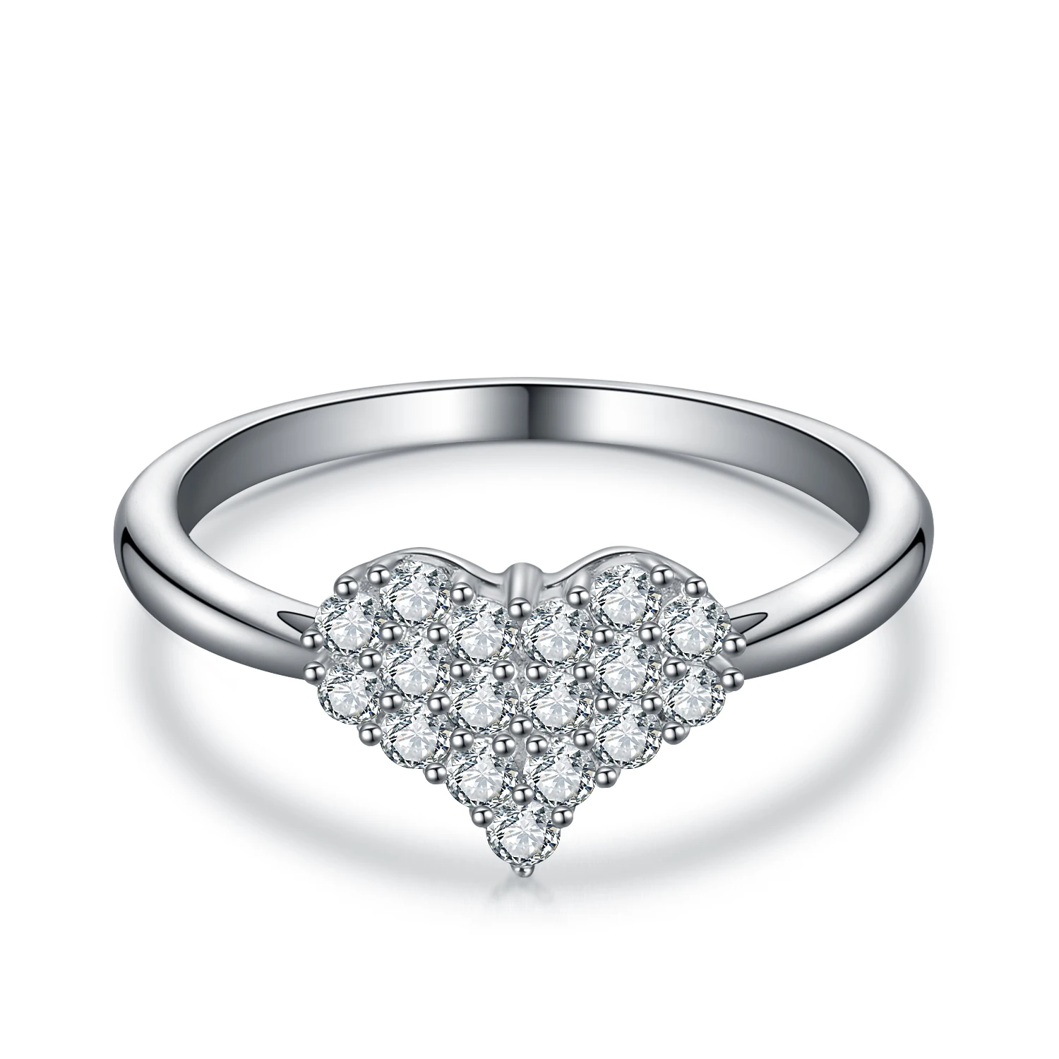 

Hot Selling Silver Jewelry Small White Diamond Heart Shape Wedding Engagement Ring For Women Gift